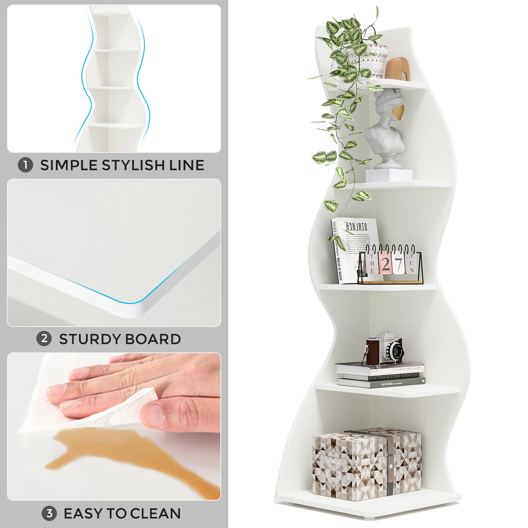 Ondée Minimaliste – Étagère d’Angle