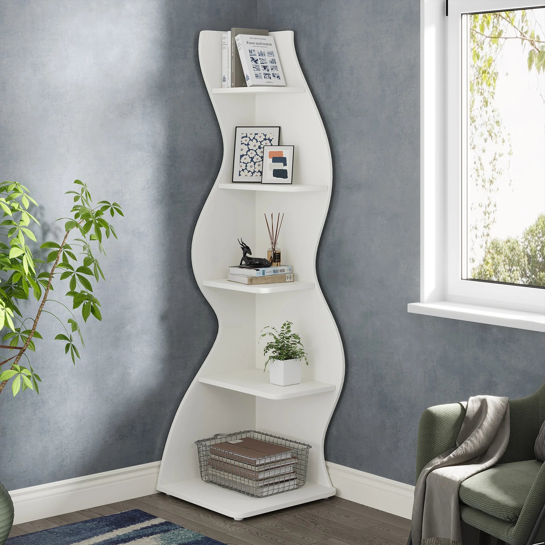 Ondée Minimaliste – Étagère d’Angle